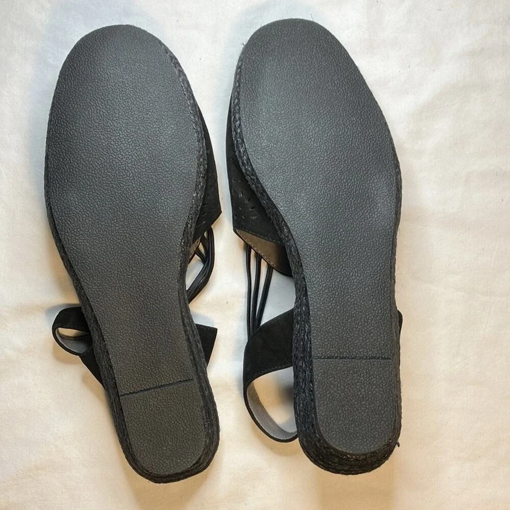 NWOB David Zelma Tate‎ Espadrille Wedge Sandals Leather Casual Comfort Slingback